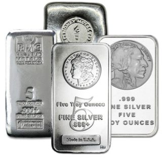 Silver Bars .999 pure Bullion 5 oz