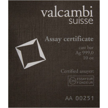 Valcambi Matte Cast Silver Bars  | 10 oz - Image 3